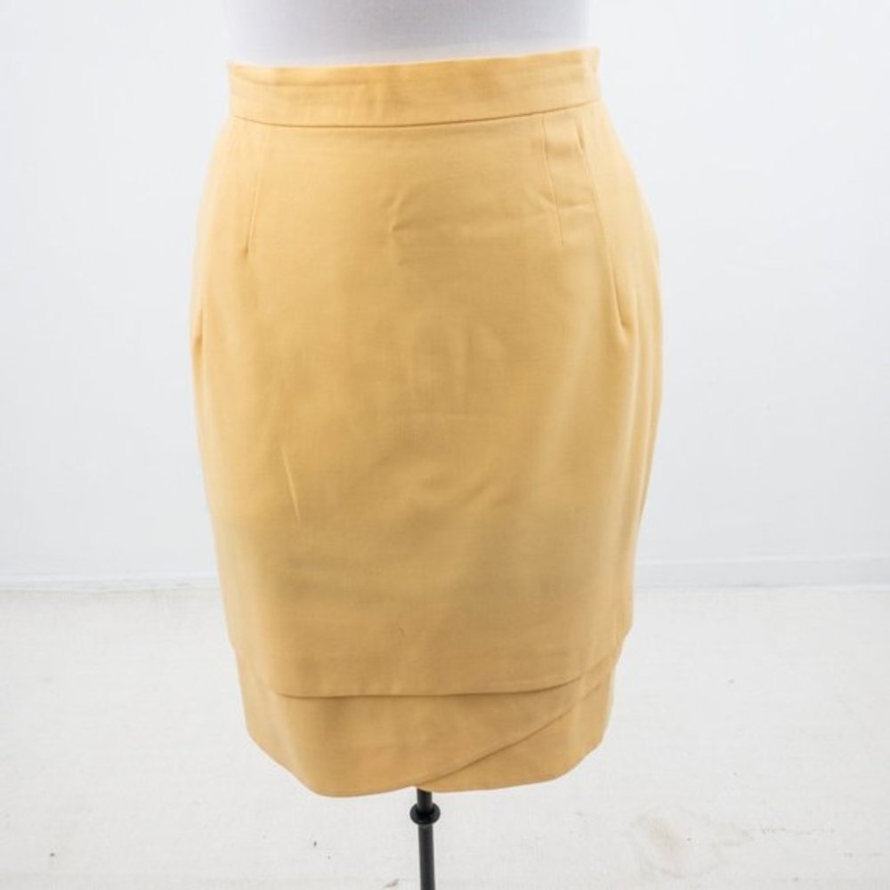 Escada 8 Wool Pencil Skirt Yellow